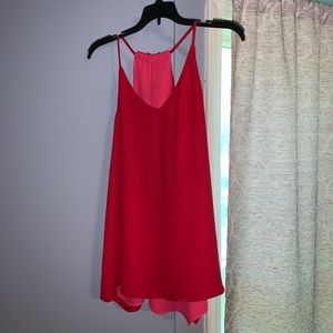 Red and pink reversible racerback blouse